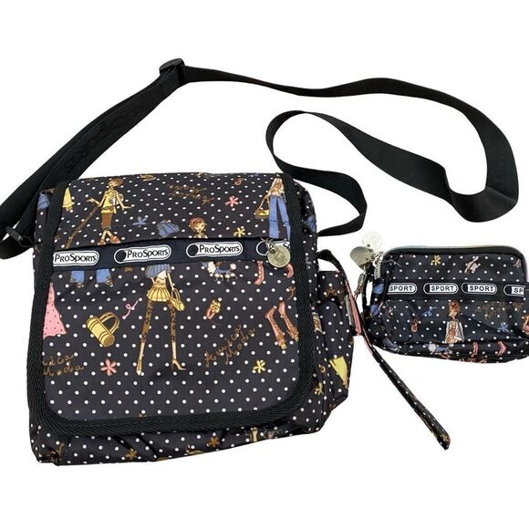 Prosports Brand Graphic Print Crossbody and Matching Wallet Rainbow Zippers - Picture 1 of 14